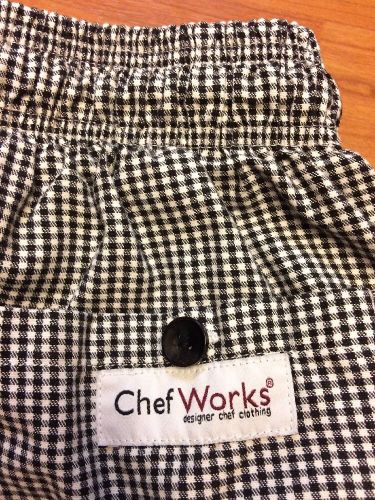 CHEF WORKS Chef PANTS BAGGY MEN&#039;S SMALL Black White Checker