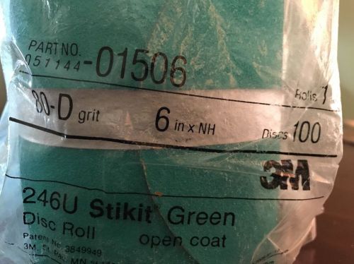 3m 246u stikit green 80 - grit 6 in 100 discs part #01506 for sale