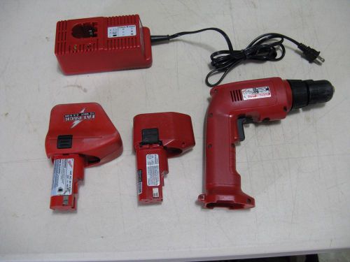 Milwaukee 0401-1Hi-Torque 12V Cordless Drill 3/8&#034; Fat Pack Battery, Charger, Box