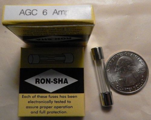 (15 pcs / 3pack) AGC-6 RON-SHA 6A 250v, Glass Fuse, Fast Acting