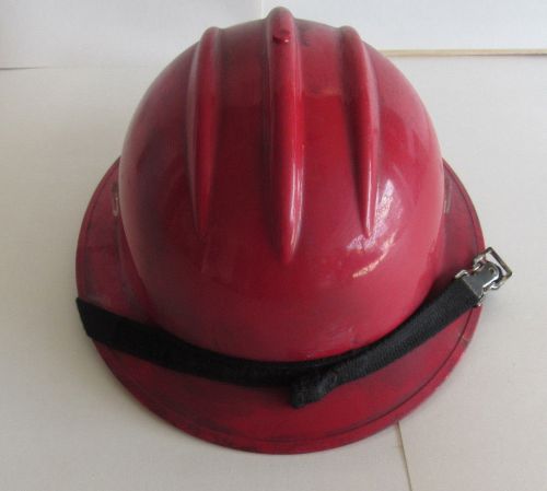 Wildland fire- bullard fire helmet (hard hat)- color- red- full brim- preowned for sale