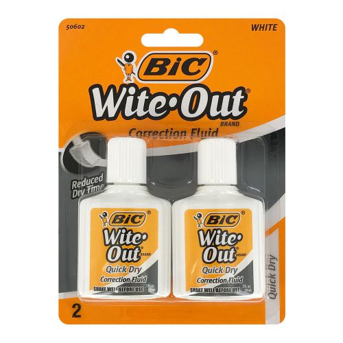 Bic wite-out quick dry correction fluid, 20ml bottle, white, pack of 2 for sale