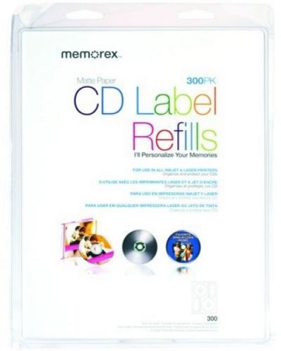 Memorex White CD Labels, Matte Finish. 300 Count (32020403)