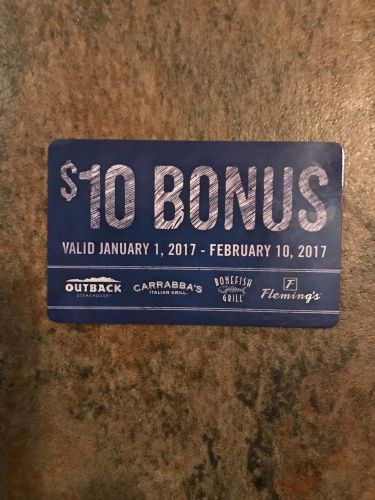 Outback Restaurant $10 bonus card