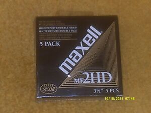 MAXELL MICRO FLOPPY DISK 5 PACK MF 2HD (3 1/2&#034;)--5 in package SEALED
