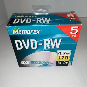 Memorex DVD-RW 5pk 1x 2x 4.7GB 120 Mins DVD New Media