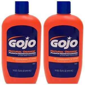 GOJO Orange Pumice HAND CLEANER Soap Heavy Duty for Grease Oil Tar 14oz, 2 Pack