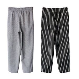 2x Chef Working Pants Elastic Cook Work Trousers XXL Stripe + Houndstooth