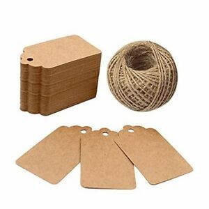 Price Tags, Kraft Paper Gift Tags 100 PCS Paper Tags with 100 Feet Jute Brown