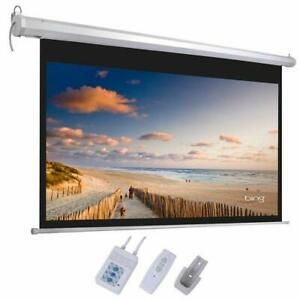 New 92&#034; 16:9 80 x 45&#034; Motorized Projector Screen Projection Remote White HD 160°