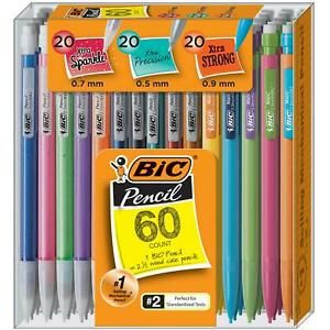 BIC Mechanical Pencil Variety Pack, Assorted Sizes, 0.5mm, 0.7mm, 0.9mm, 60-Coun