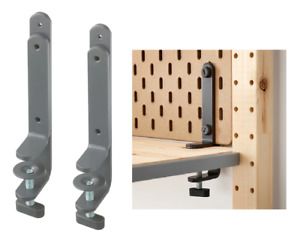 IKEA SKADIS Connector Steel 2 Pack Gray Connect Pegboard To Desk 703.207.91