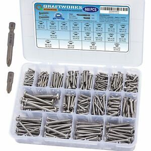QRAFTWORKS Stainless Steel Self Tapping Screws Assortment Set 660 PCS, 304 Kit