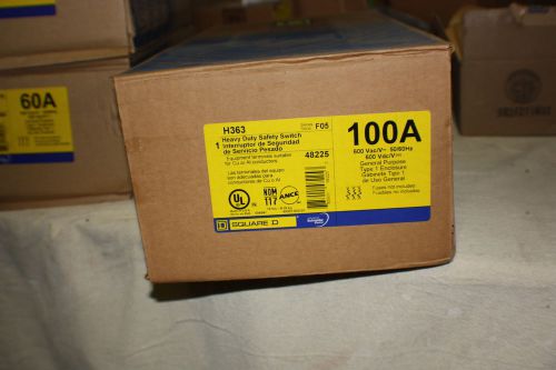 Square D H363 Heavy Duty Safety Switch 600V 100A (NIB) with TRS100R FUSES