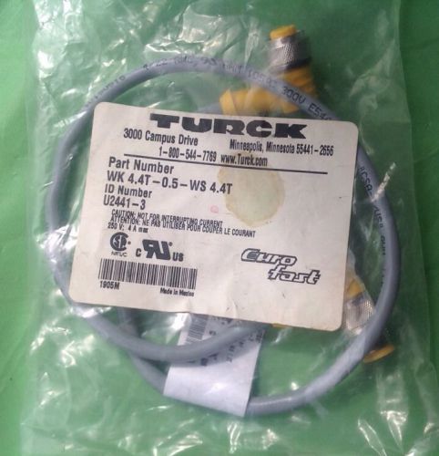 Turck WK 4.4T-0.5-WS 4.4T Euro Fast 3M Cable U2441-3 - NEW