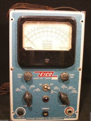 Vintage 14960&#039;s EICO VTVM Vacuum Tube Volt Meter Model 221 Tested Working LQQK