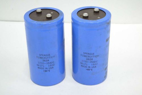 Lot 2 sprague 36dx-3700-350dc powerlytic 8617l 1502 3700uf capacitor b359892 for sale