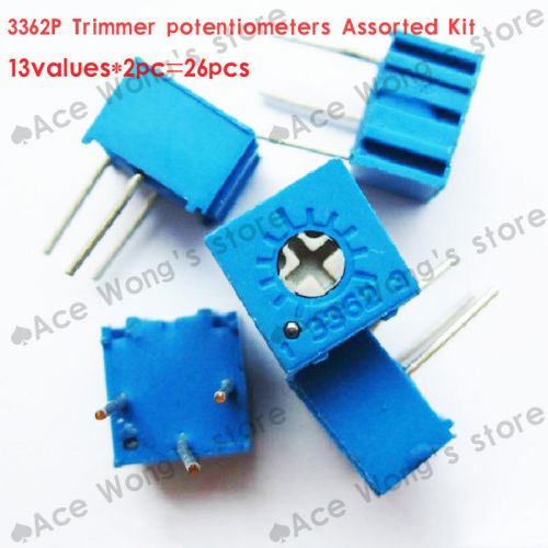 13values x2pcs=26pcs  3362p trim pot trimmer potentiometer kit variable resistor for sale