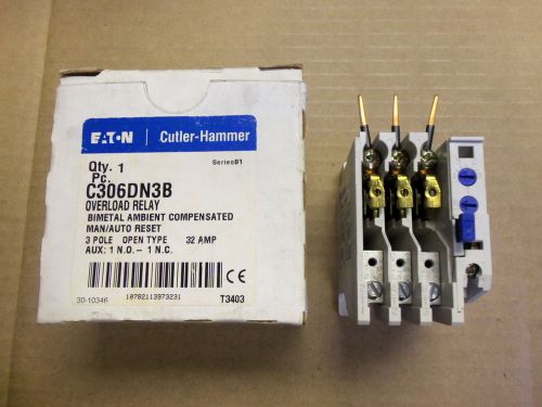 New Cutler Hammer C306DN3 Overload Relay Manual/Auto Reset 3 Pole C306DN3B