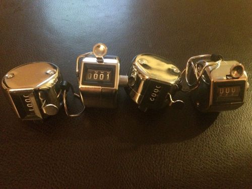 LOT OF Four 4 Digit Manual Hand Tally Mechanical Palm Click Counter Counters
