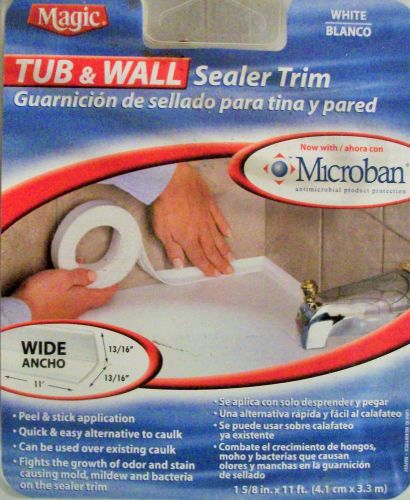Tub &amp; wall sealer trim magic white microban 1 5/8 in. x 11ft. (peel and stick) for sale
