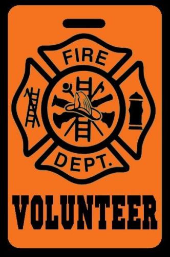 Orange volunteer firefighter luggage/gear bag tag - free personalization for sale