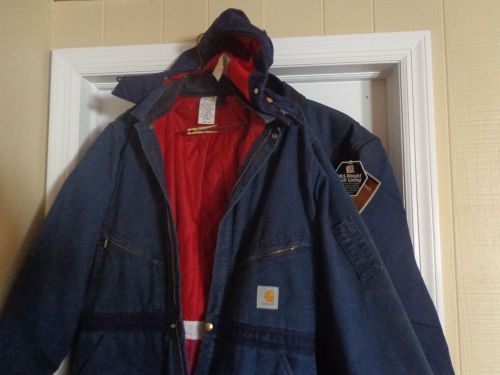 Carhartt used 12-oz 100% cotton duck liner 44 tall used no reserve warmblue navy for sale