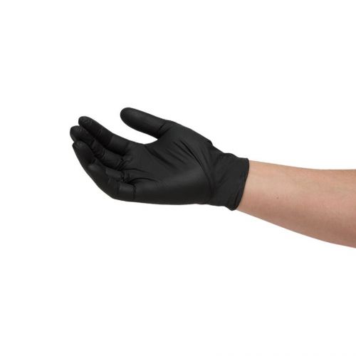 X3 black nitrile gloves auto janitorial painting industrial mechanic qty 200 for sale