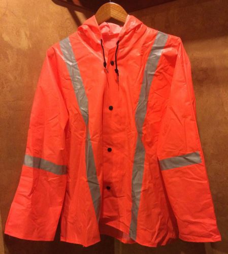 Nasco ?Orange? HiVis 513JF130 Hooded Breathable Rain Jacket XL Class 2 3* 500?