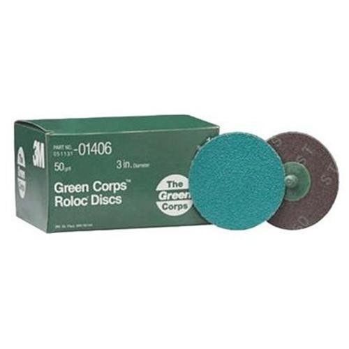 3m 01406 Green Corps Roloc Discs, 3&#034; - 50 Grit
