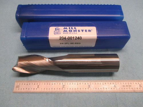 1pc new 3/4&#034; dia usa made carbide end mill 2 flute 1 1/2 l.o.c. mill monster for sale