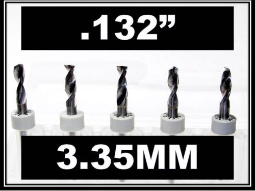3.35mm - .132&#034; - 1/8&#034; shank  carbide drill bits five pcs cnc dremel model hobby for sale