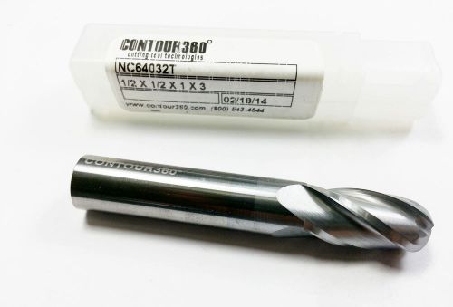1/2&#034; Contour 360 NC64032T Solid Carbide TiCN 4 Flute Ball Nose End Mill (N 716)