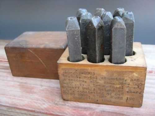 Vintage YOUNG BROS IOWA,1/4 Inch Steel Numbers Stamp Set of 6 in Block Box