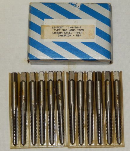 12 pcs. 1/4x20 Steel Taps, Type 302 Carbon Steel-Taper, Made is USA