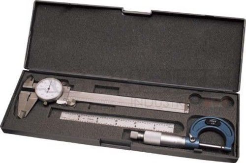 Dial caliper + micrometer + 6&#039;&#039; rule machinist case, brand new, #eg00-1035 for sale