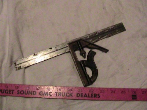 Unknown Maker COMBINATION SQUARE 10&#034; SATIN SCALE &amp; HARDENED HEAD machinist tool
