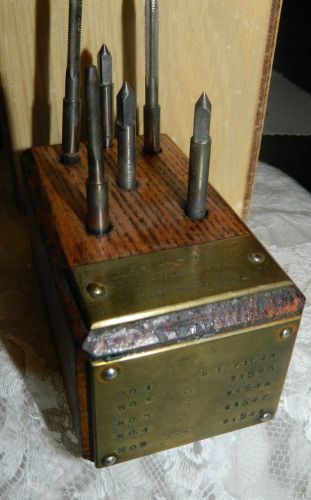 machinist tool die mfg die block wood brass plate vintage antique lot display