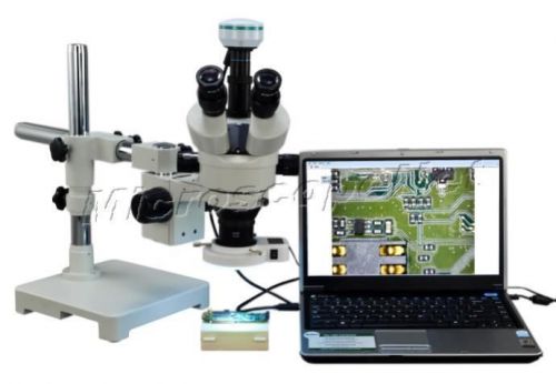 Boom stand microscope 3.5x-90x+2mp camera 54 led light for sale