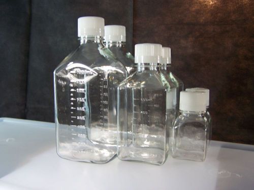 6 - Nalgene PETG Square Storage Bottles w/ 38/430 HDPE cap 1L,500ML,125ML