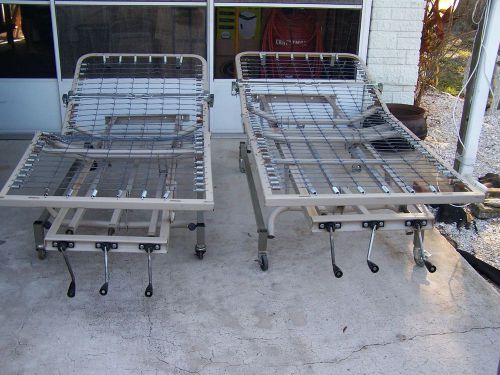LOT OF 6,TWIN SIZE, MANUAL ADJUSTMENT, HOSPITAL BEDS ON WHEELS