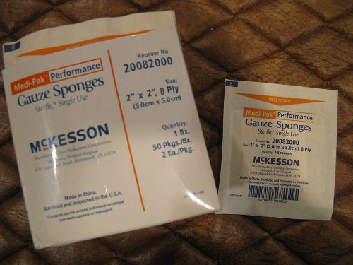 Mckesson sterile gauze sponges 2x2 8 ply 50 free shipping reorder # 20082000 for sale