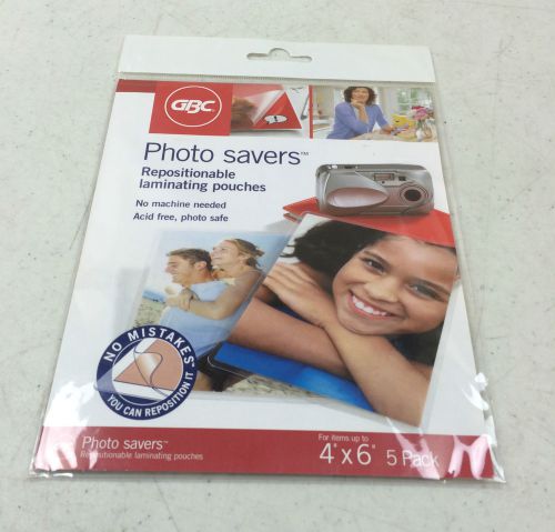 5 New GBC Photo Savers Repositionable Laminating Pouches 4&#034; x 6&#034; 1 Pack of 5