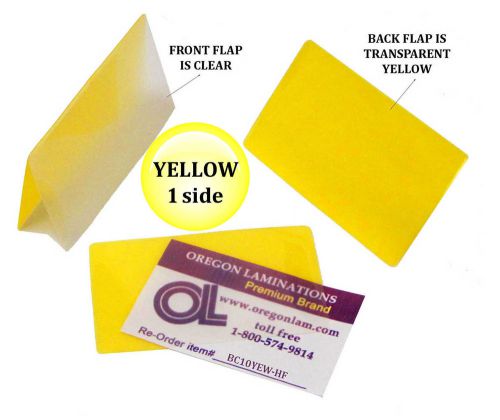 Yellow/clear business card laminating pouches 2-1/4 x 3-3/4 qty 50 by lam-it-all for sale