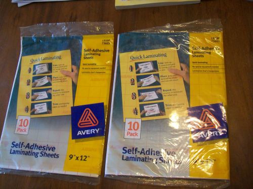 2 packages of Avery 73603 self adhesive 9&#034; x 12&#034; laminating sheets. 20 sheets