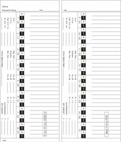 Time card semi-monthly double sided timecard 422r box of 1000 for sale