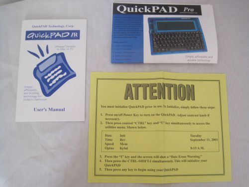 User&#039;s Manual for QuickPAD Pro Portable Word Processor Keyboard