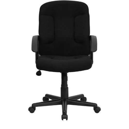 Flash Furniture GO-ST-6-BK-GG Mid-Back Black Fabric Task and Computer Chair with