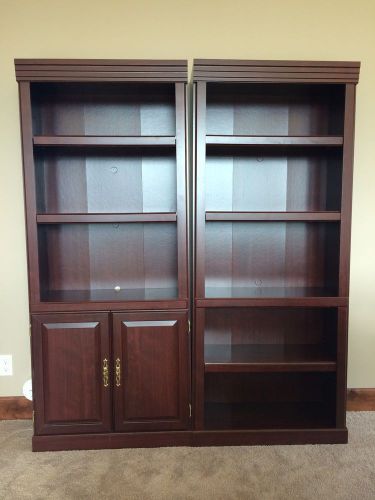 Cherry office bookcases with PC stand