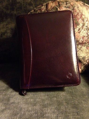Compact Full-grain Mahagony Leather Franklin Covey Binder Planner Zipper 1.75&#034;